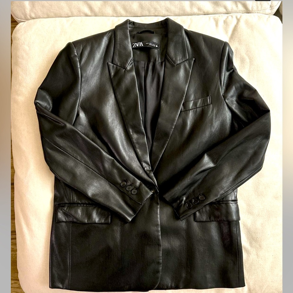 Zara faux leather blazer